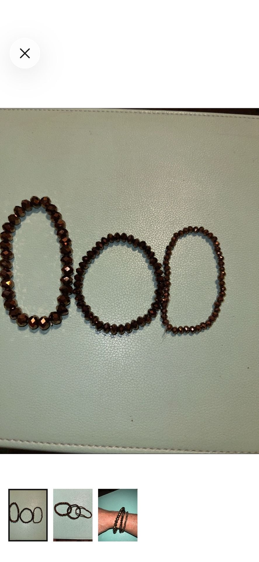 Bronze Faceted Bead Stretch Bracelet Set of 3 1