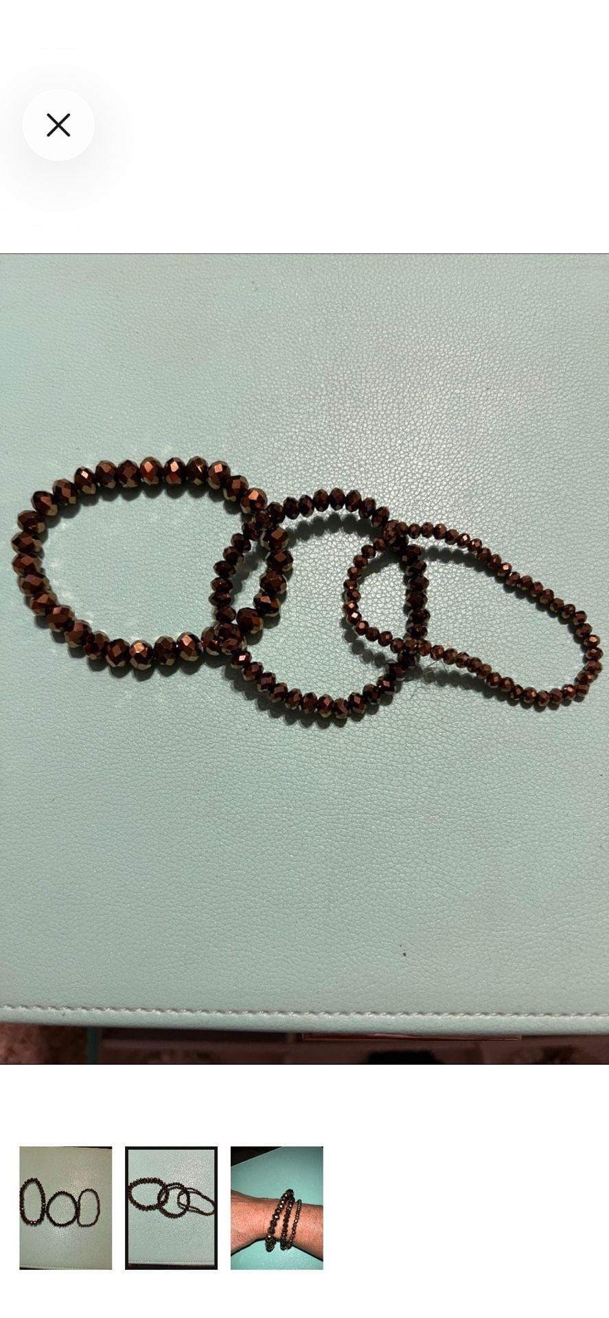 Bronze Faceted Bead Stretch Bracelet Set of 3 2