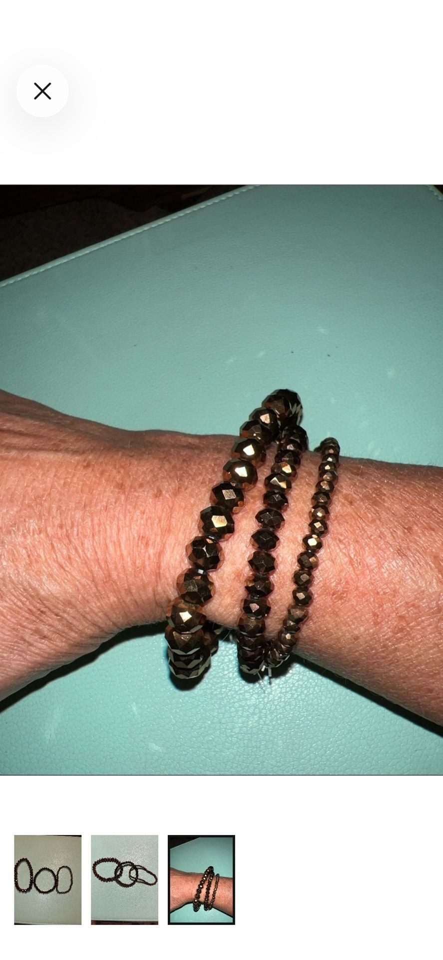 Bronze Faceted Bead Stretch Bracelet Set of 3 3