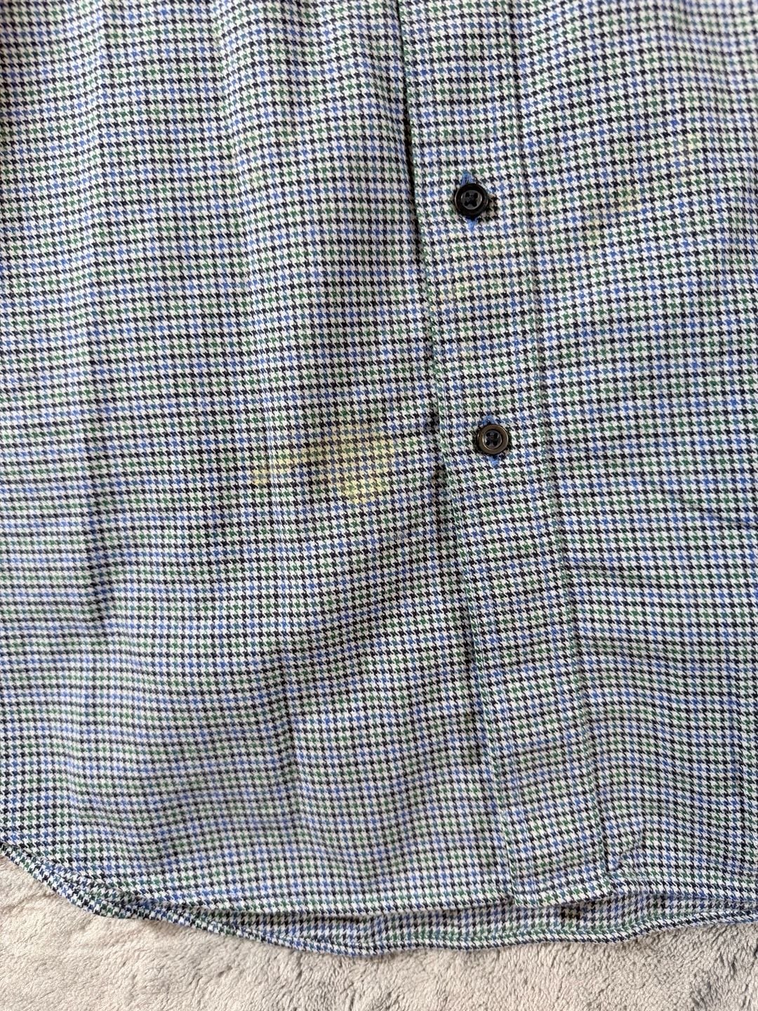 L.L.Bean Button-Down Shirt Size M-Reg Blue Houndstooth Cotton 8