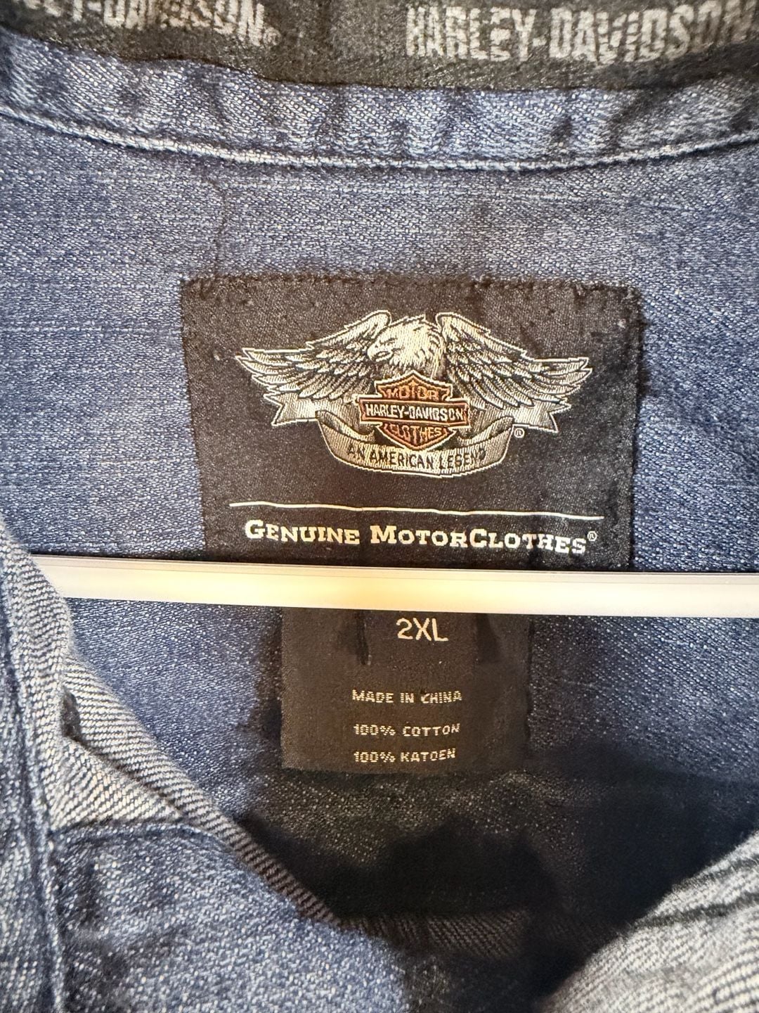 Harley-Davidson Denim Long Sleeve Shirt Size 2XL Blue Button Down 3