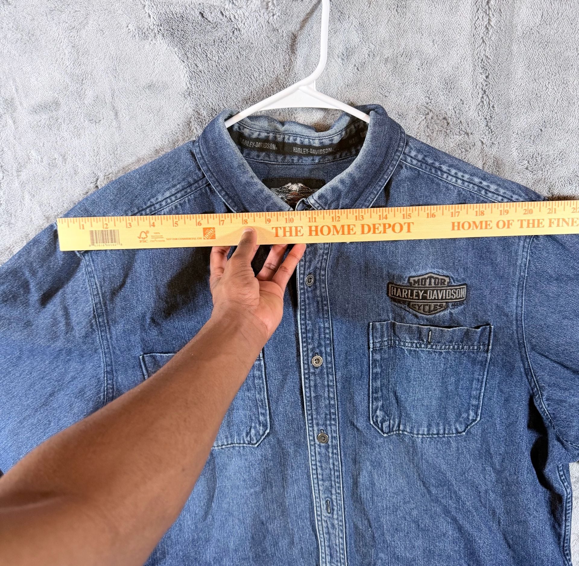 Harley-Davidson Denim Long Sleeve Shirt Size 2XL Blue Button Down 4