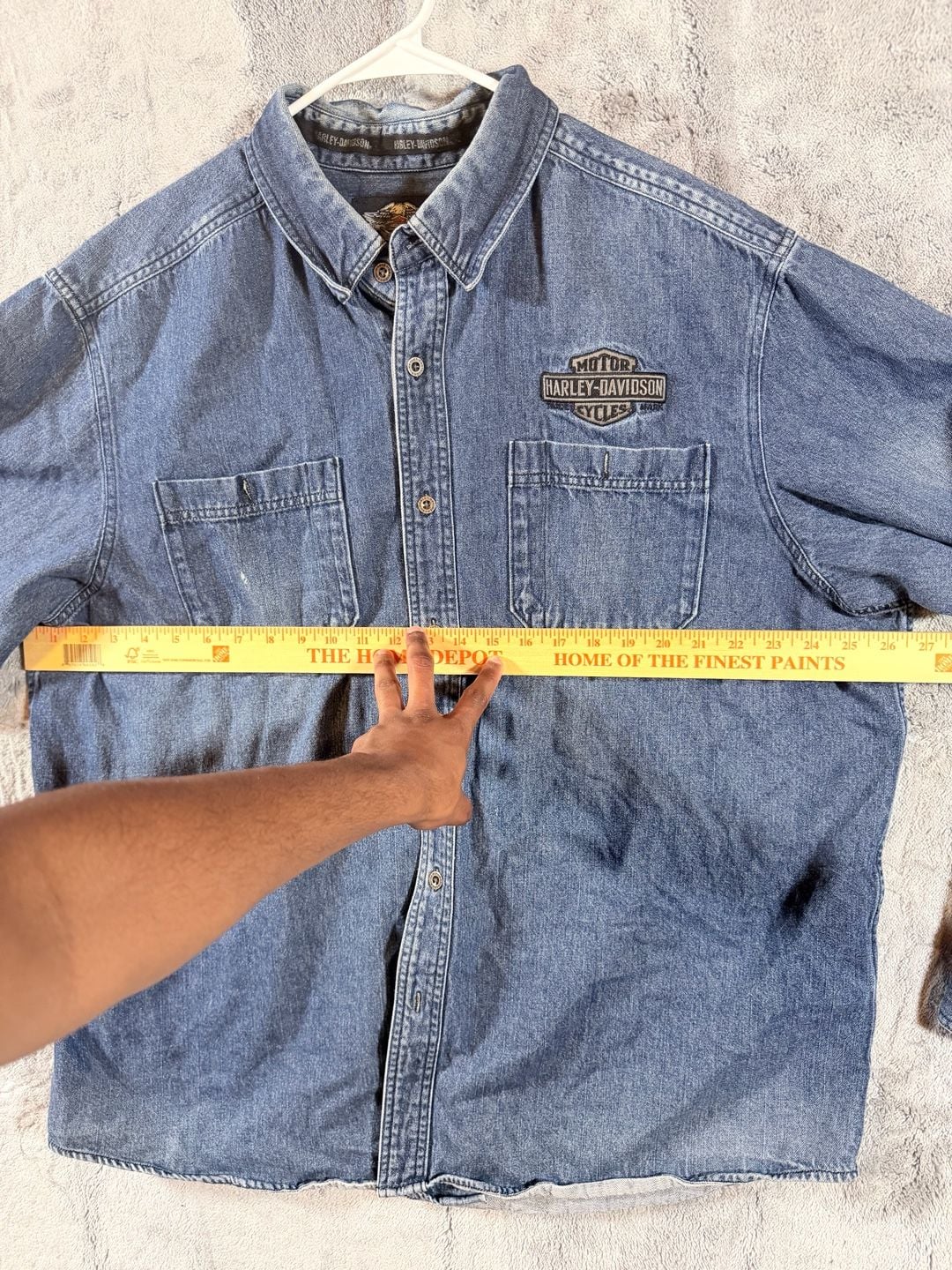 Harley-Davidson Denim Long Sleeve Shirt Size 2XL Blue Button Down 6