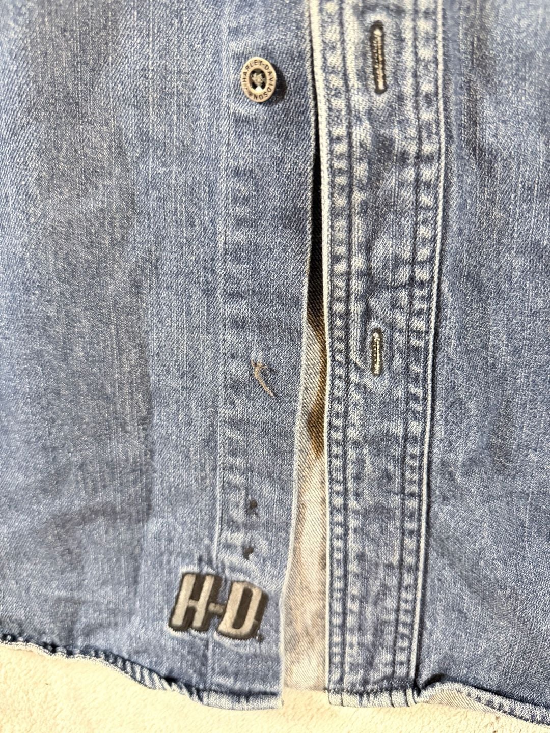 Harley-Davidson Denim Long Sleeve Shirt Size 2XL Blue Button Down 10