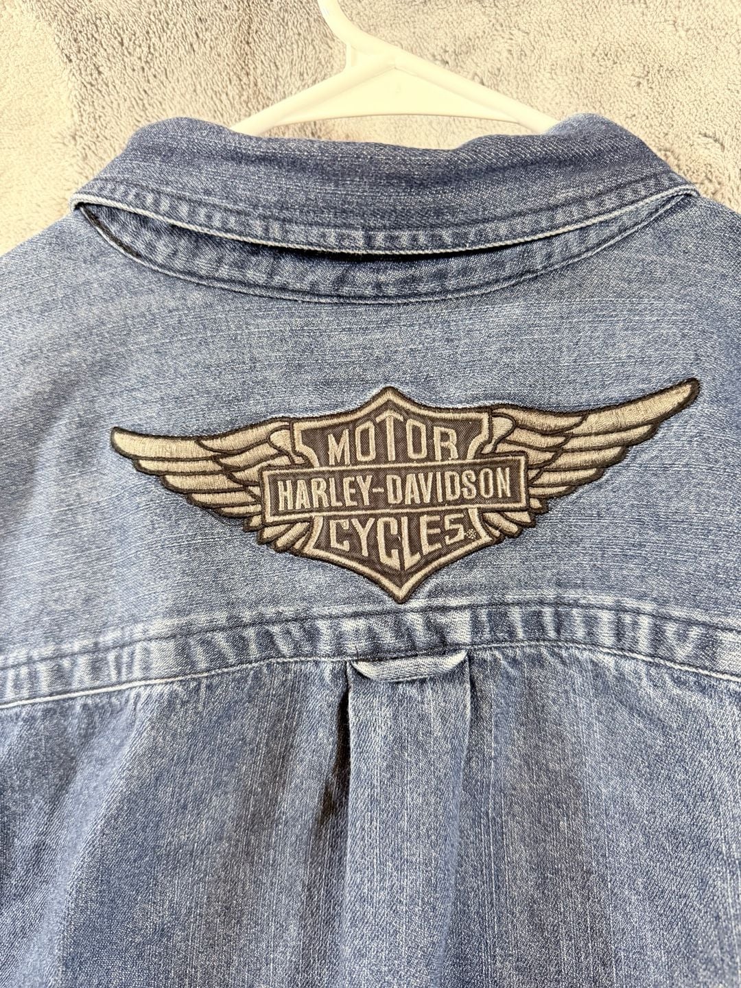 Harley-Davidson Denim Long Sleeve Shirt Size 2XL Blue Button Down 16