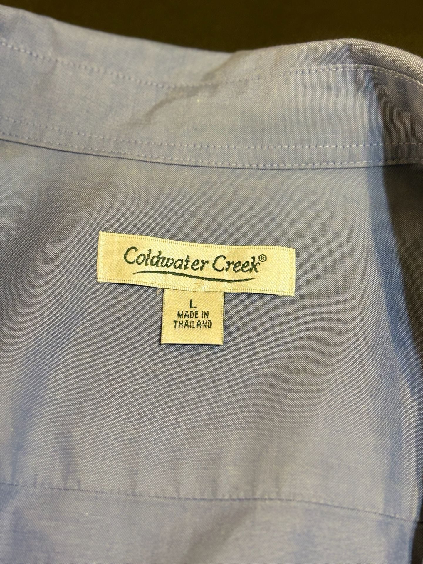 Coldwater Creek Button Down Shirt Size L Blue Cotton Long Sleeve 3