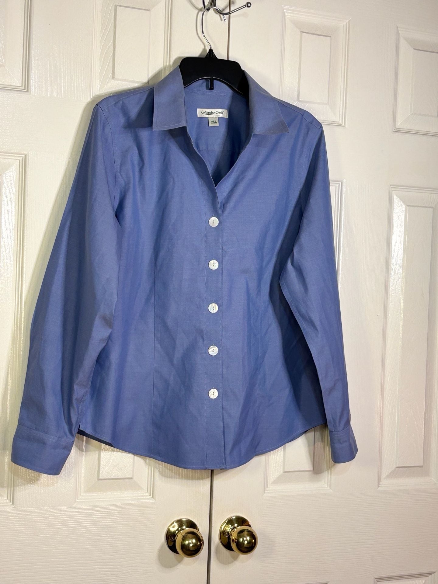 Coldwater Creek Button Down Shirt Size L Blue Cotton Long Sleeve 5