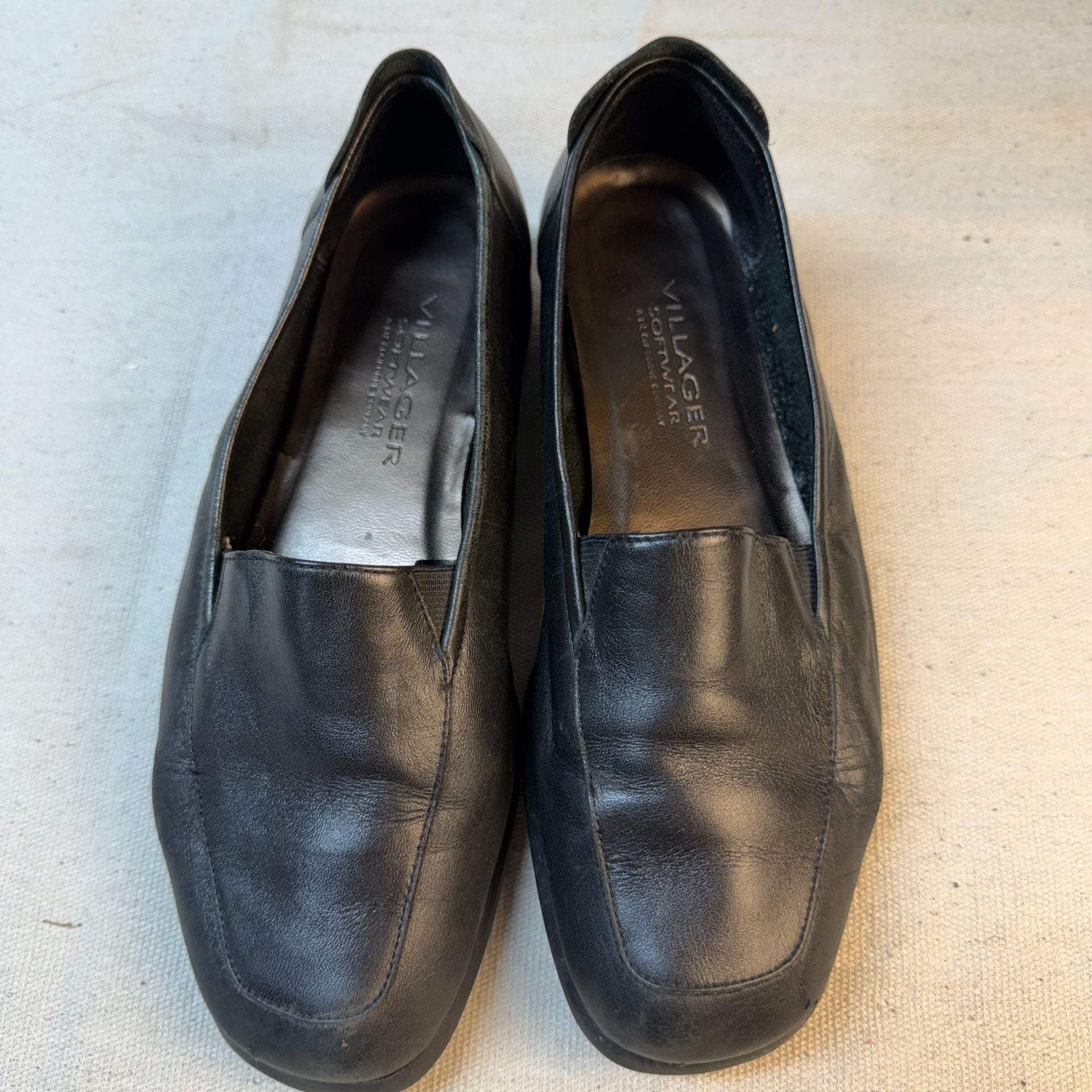 Villager Softwear Black Leather Slip On Loafers Flats Shoes 3