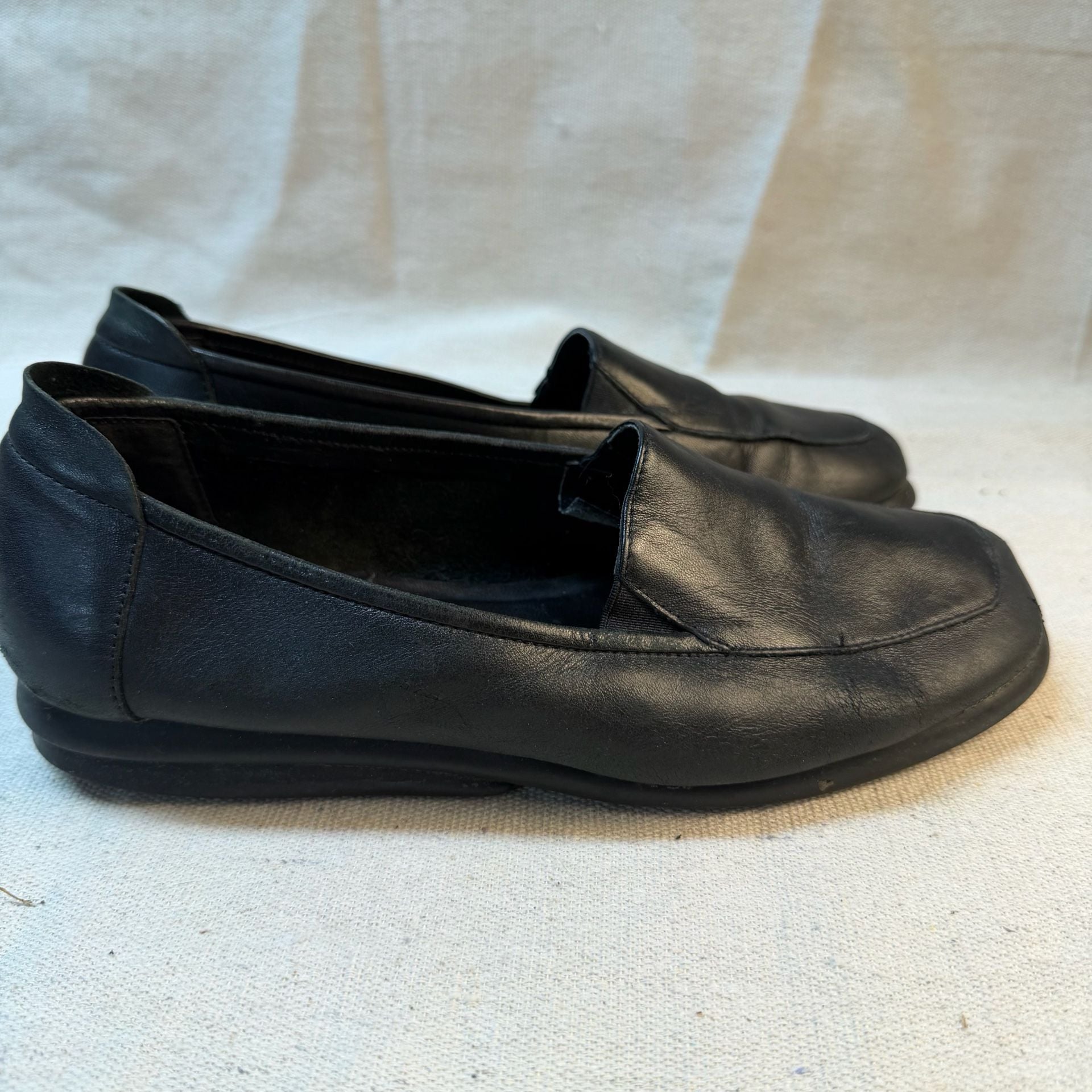 Villager Softwear Black Leather Slip On Loafers Flats Shoes 4