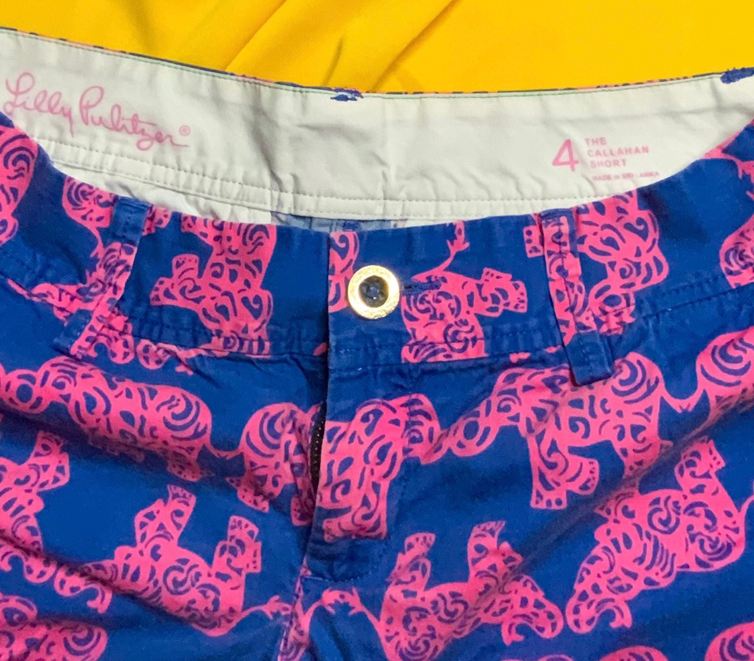Lilly Pulitzer The Callahan Short Women Size 4 Blue Pink Elephant Print 2