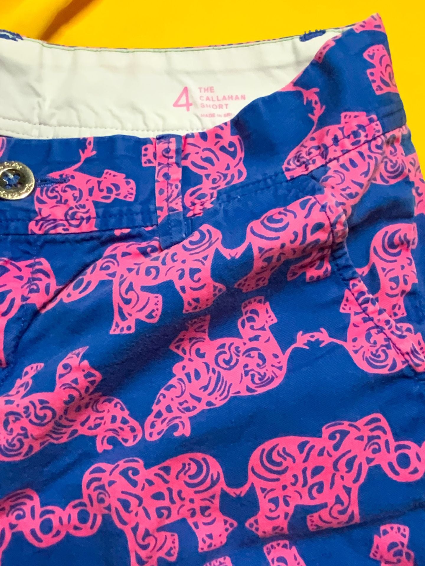 Lilly Pulitzer The Callahan Short Women Size 4 Blue Pink Elephant Print 3