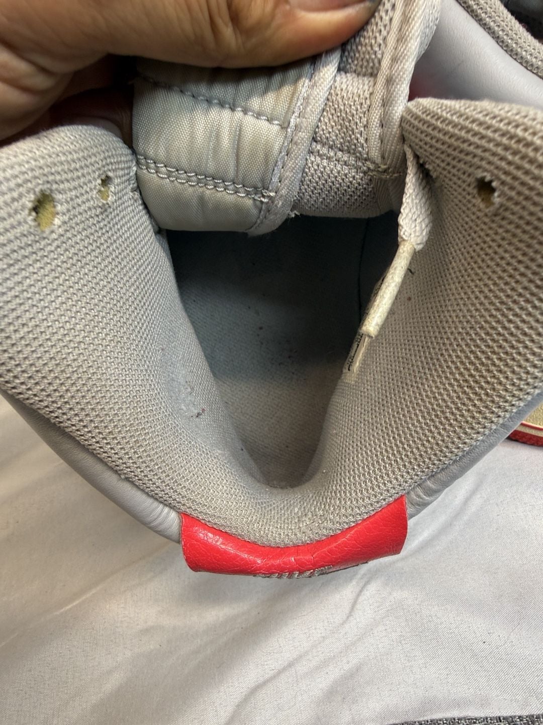 Vintage Nike Air Force 1 High Size 12 Grey Red Leather Sneakers 8