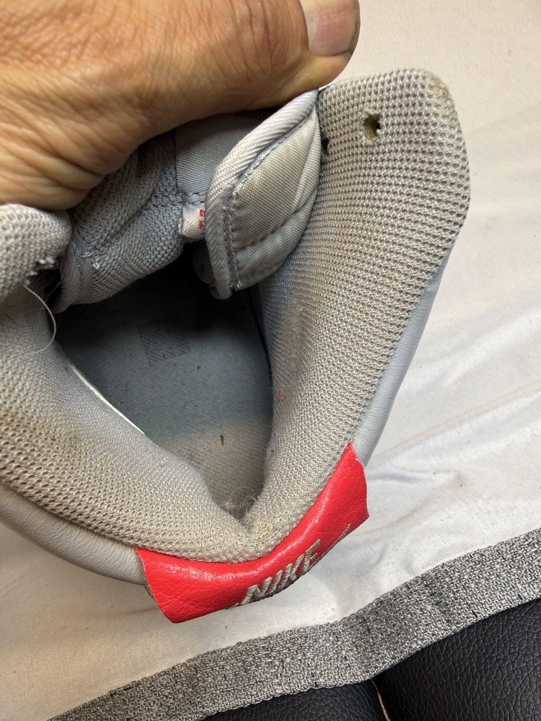 Vintage Nike Air Force 1 High Size 12 Grey Red Leather Sneakers 9