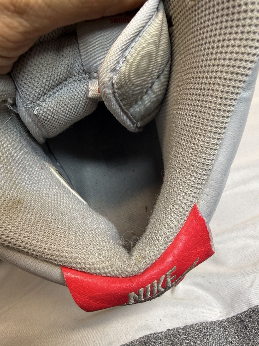 Vintage Nike Air Force 1 High Size 12 Grey Red Leather Sneakers 10