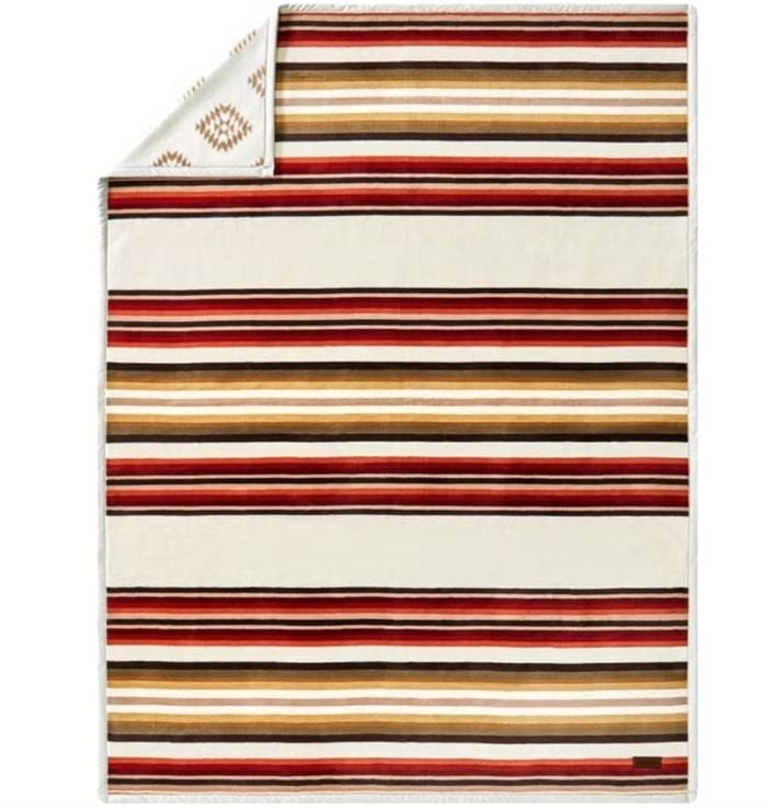 NEW Pendleton Woodland Stripe Reversible Plush Throw Blanket 50”x70” 5