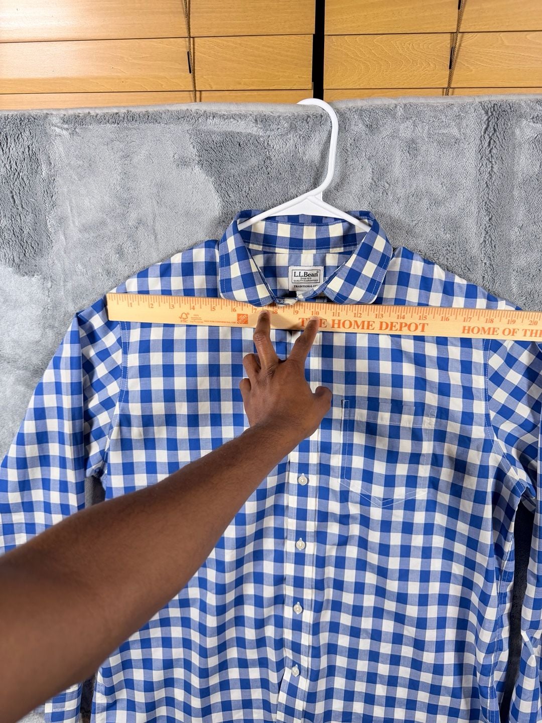 L.L.Bean Button-Up Shirt M-REG Blue White Gingham Traditional Fit Cotton 4