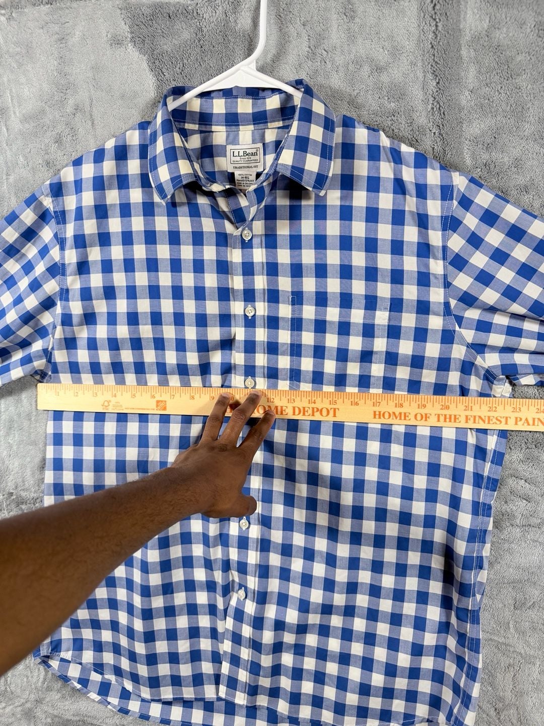 L.L.Bean Button-Up Shirt M-REG Blue White Gingham Traditional Fit Cotton 6