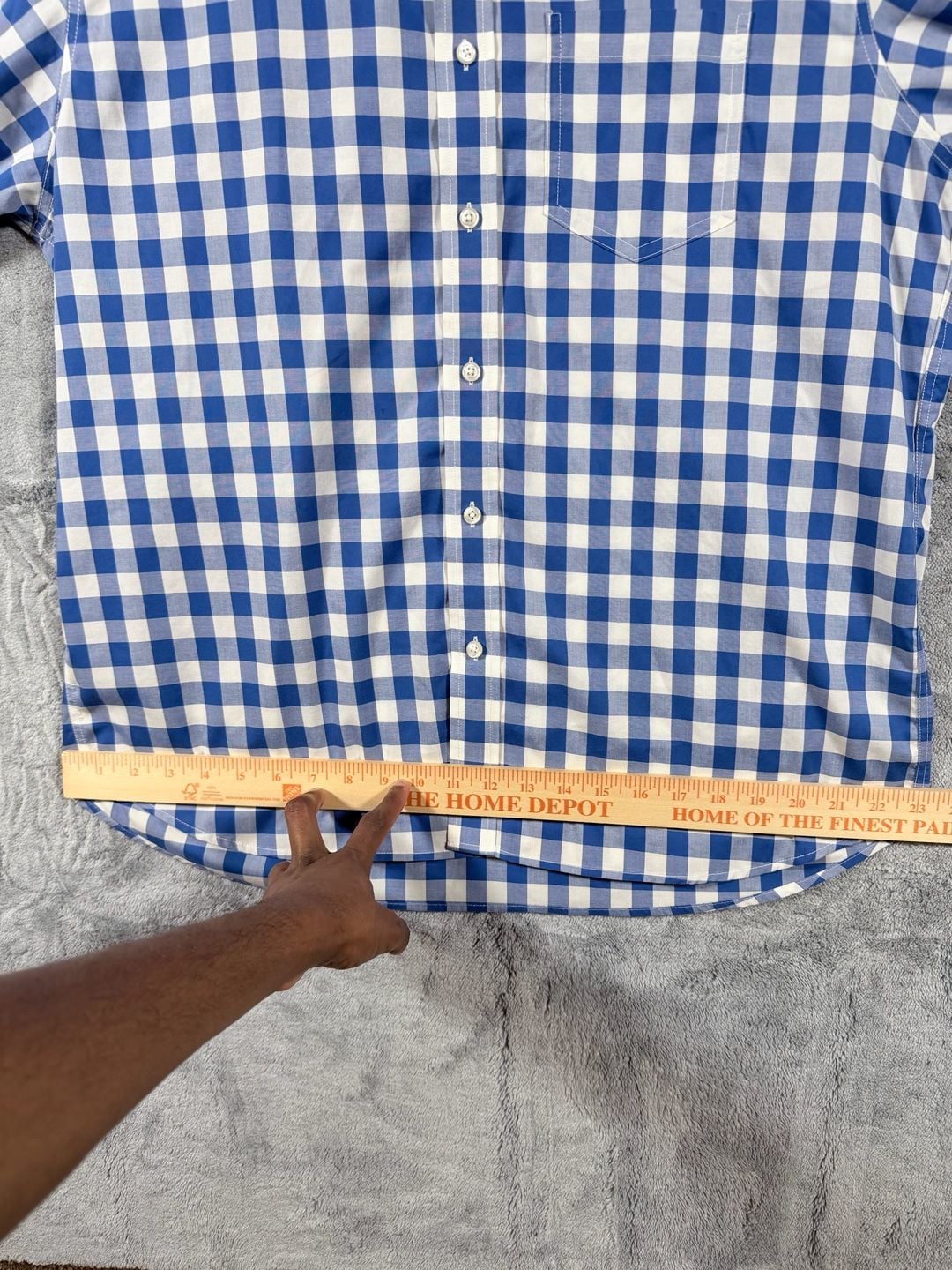 L.L.Bean Button-Up Shirt M-REG Blue White Gingham Traditional Fit Cotton 7