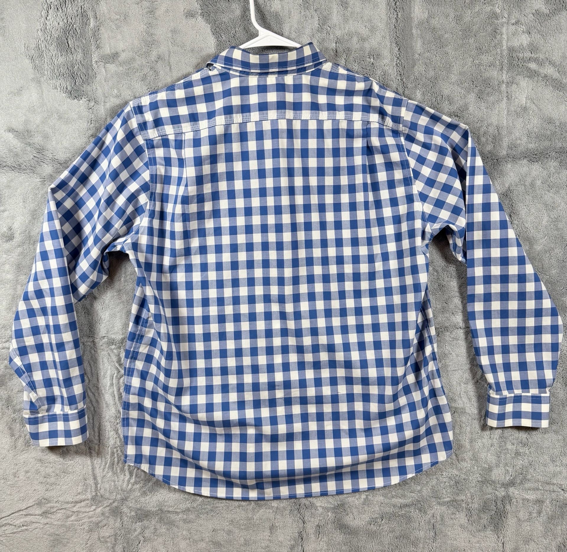 L.L.Bean Button-Up Shirt M-REG Blue White Gingham Traditional Fit Cotton 9