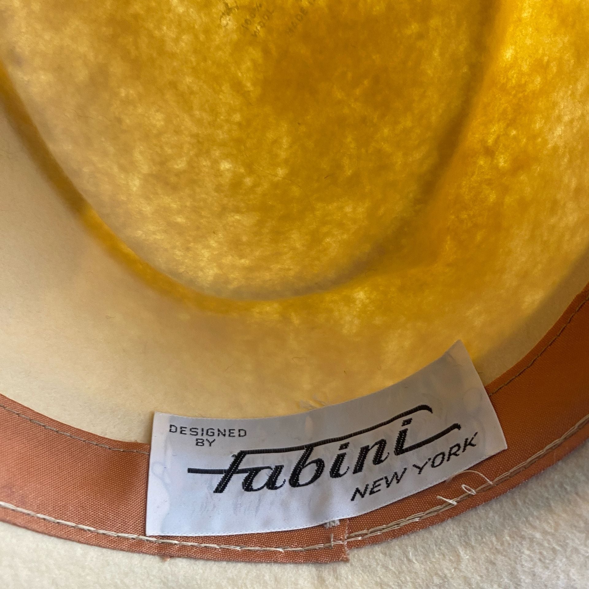 Fabini New York Vintage Wool Hat Feather Trim Ivory 6