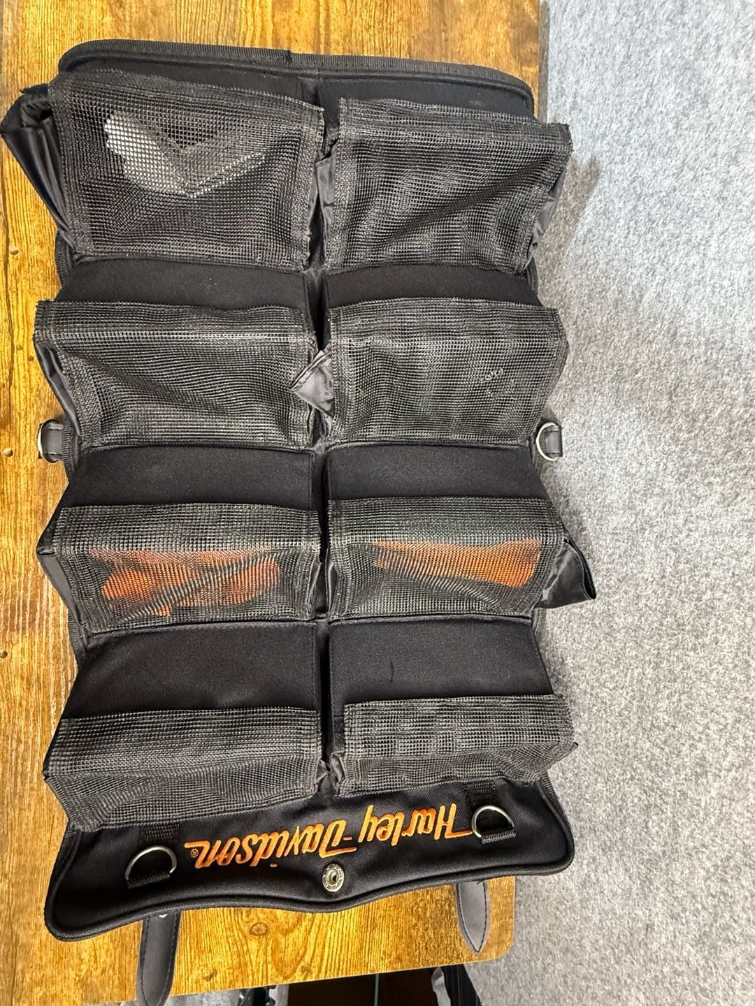 Harley-Davidson Black Canvas Roll-Up Tool Bag Organizer Bar Bag 2