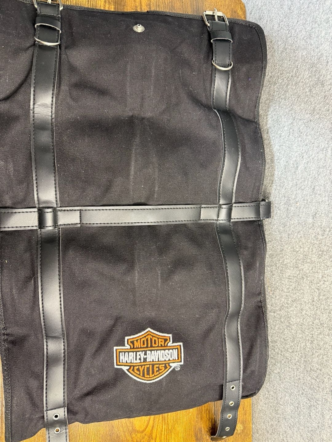 Harley-Davidson Black Canvas Roll-Up Tool Bag Organizer Bar Bag 3