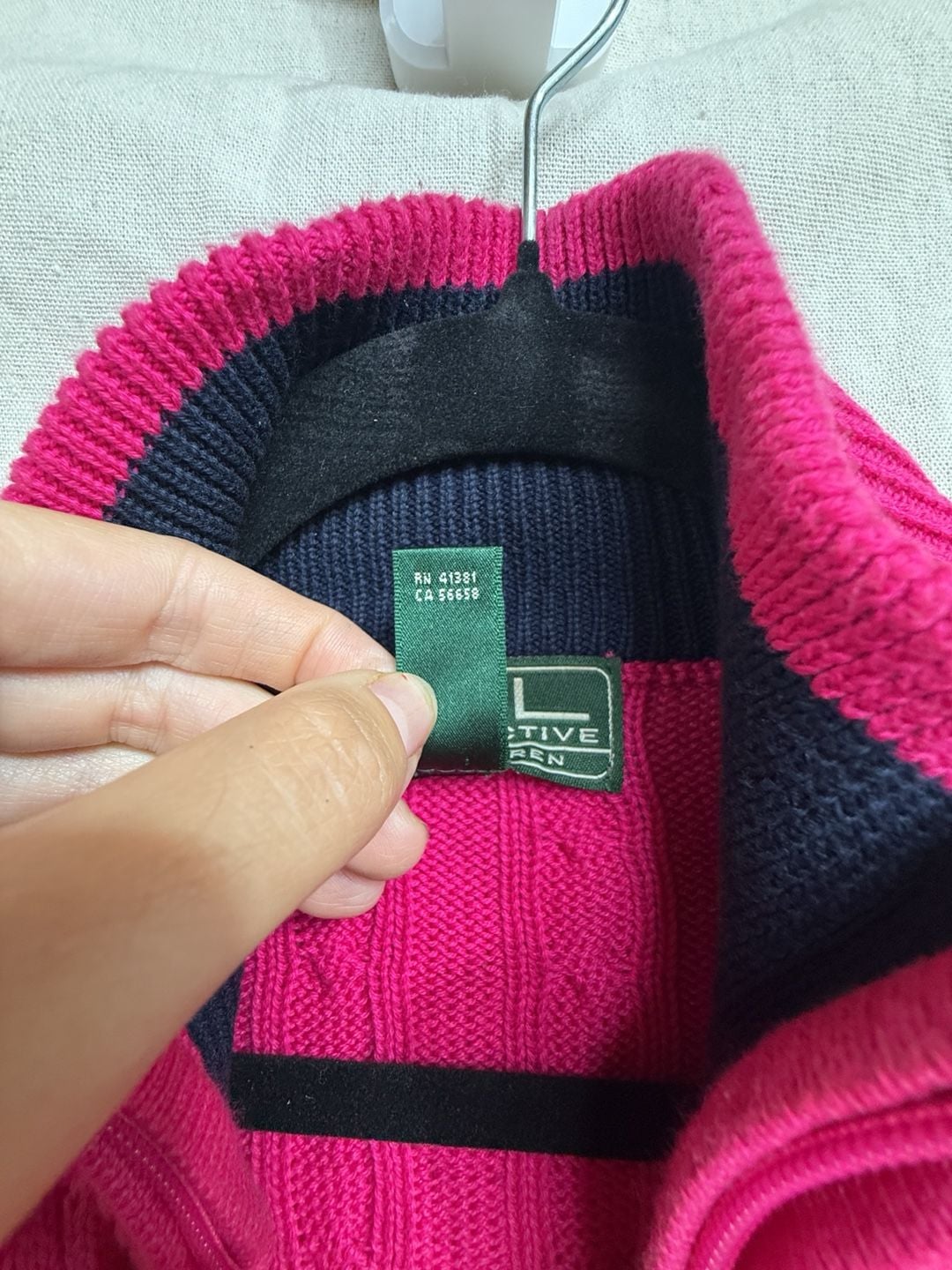 Y2K Lauren Active Ralph Lauren Full-Zip Cable Knit Sweater Size S Pink Crest Preppy 5