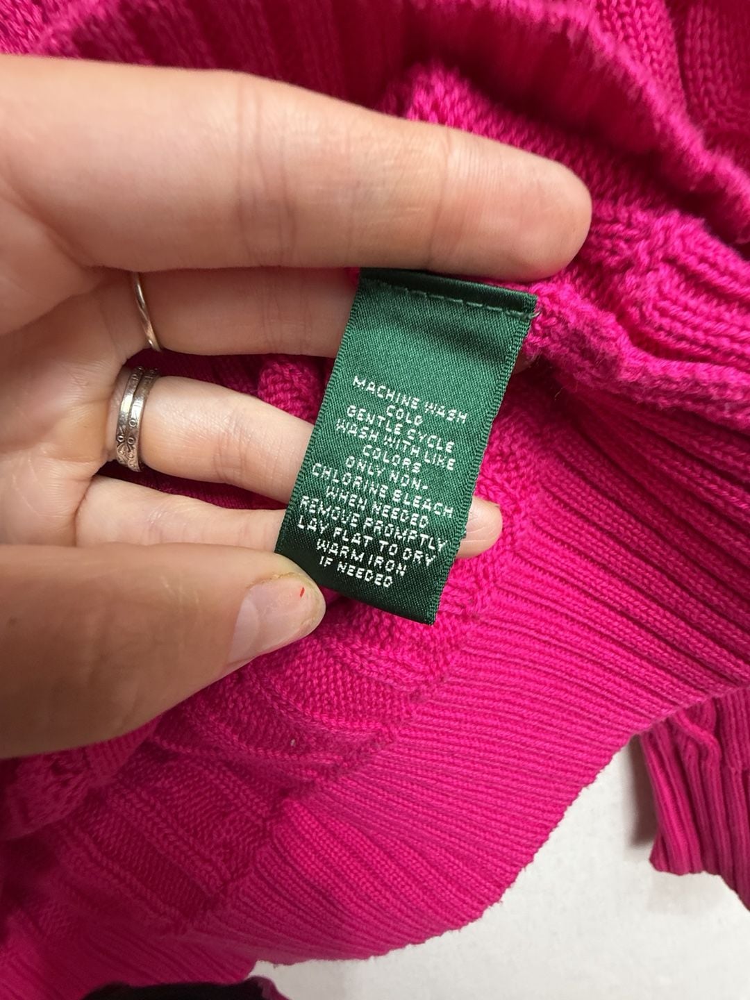 Y2K Lauren Active Ralph Lauren Full-Zip Cable Knit Sweater Size S Pink Crest Preppy 6