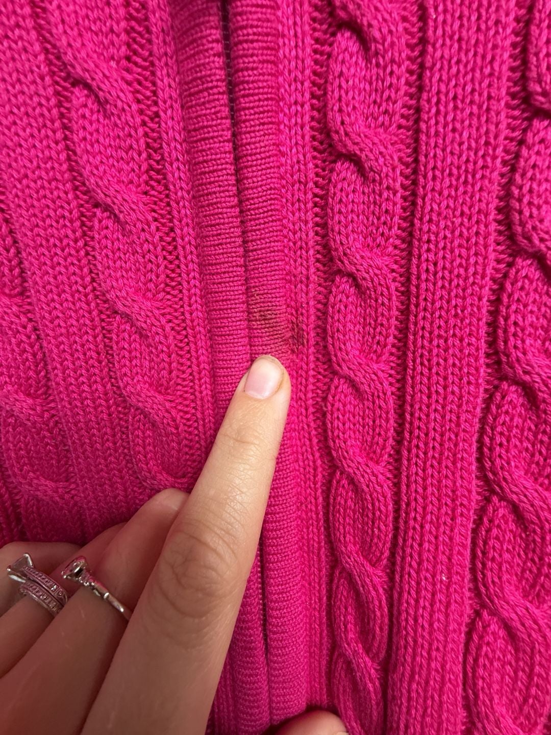 Y2K Lauren Active Ralph Lauren Full-Zip Cable Knit Sweater Size S Pink Crest Preppy 8