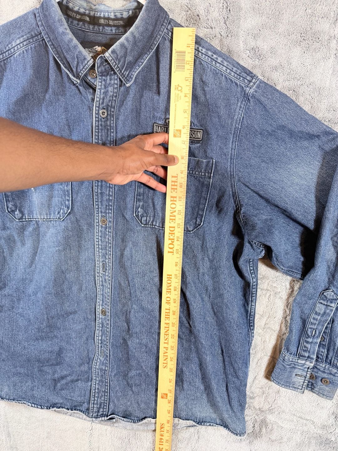 Harley-Davidson Denim Long Sleeve Shirt Size 2XL Blue Button Down 5