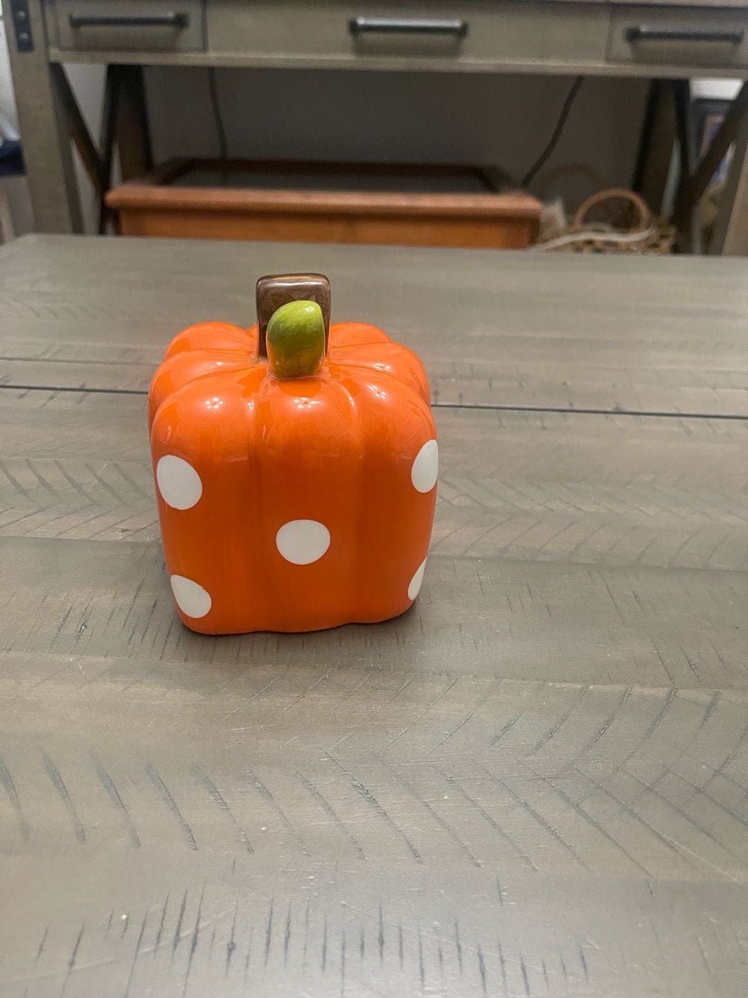 Ceramic Mini Polka Orange Pumpkin Candle - Marcie's Gadgets, 2