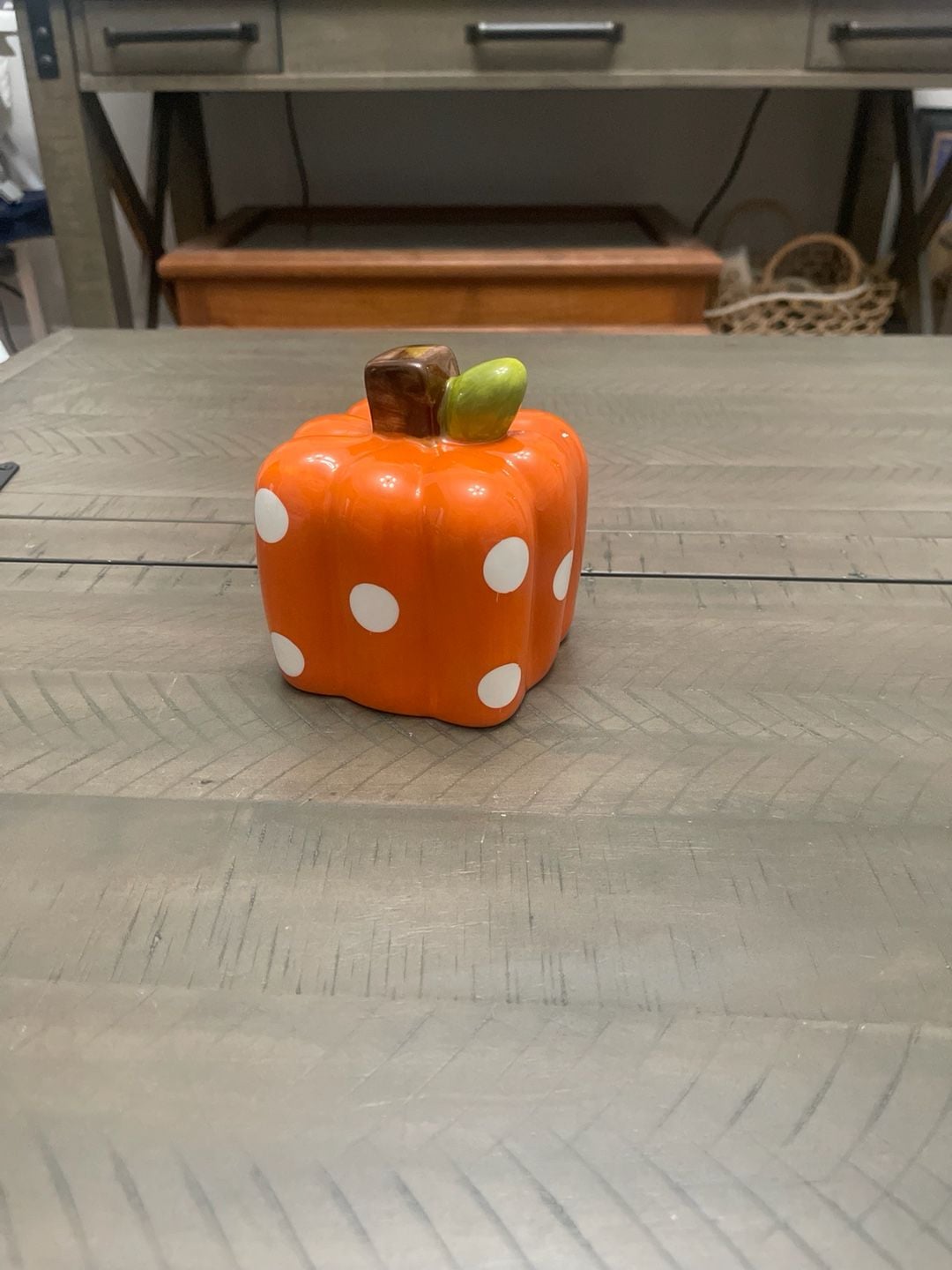 Ceramic Mini Polka Orange Pumpkin Candle - Marcie's Gadgets, 3