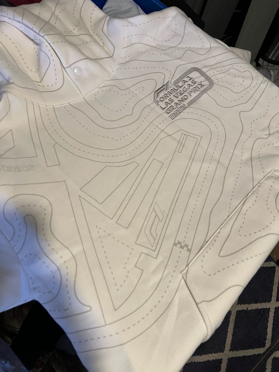 Formula 1 Las Vegas Grand Prix 2024 White Pullover Hoodie Map Print 2