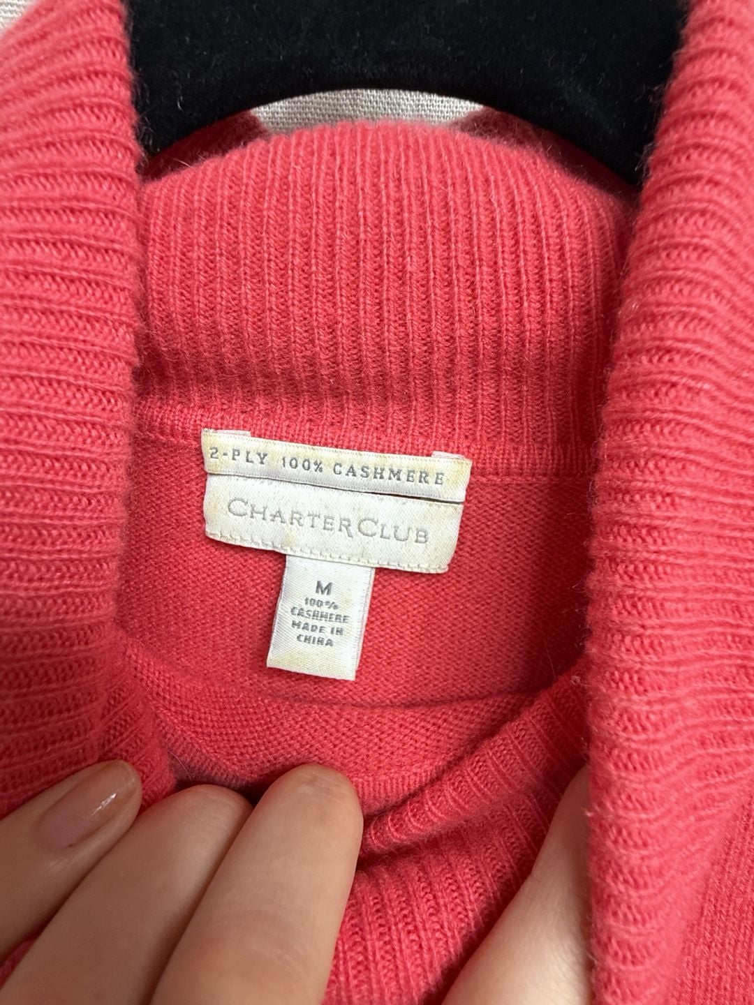 Charter Club Turtleneck Sweater Size M Pink 100% Cashmere 4