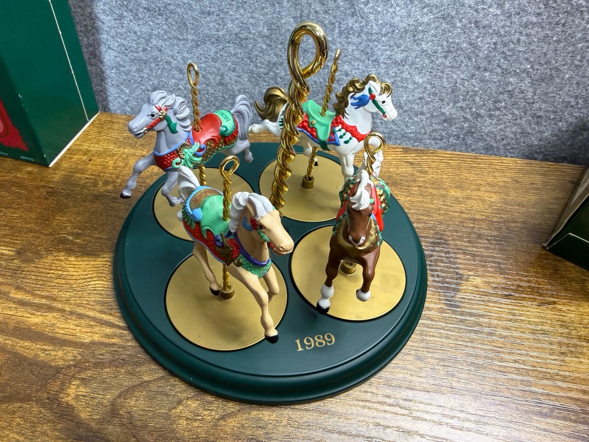 Hallmark 1989 Christmas Carousel Horse Ornaments Collection and Display Stand 8