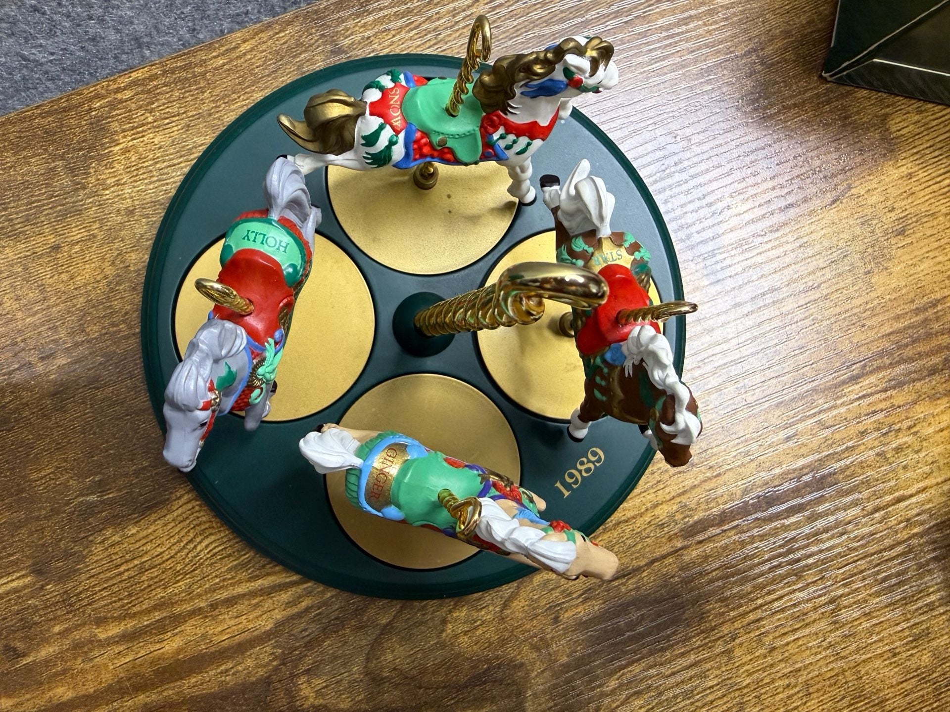 Hallmark 1989 Christmas Carousel Horse Ornaments Collection and Display Stand 9
