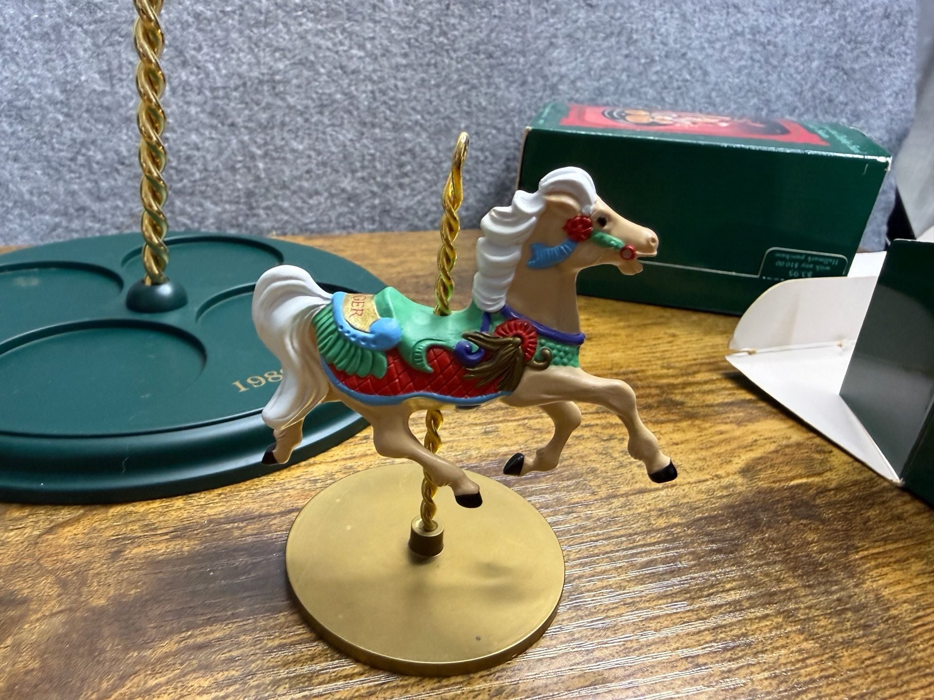 Hallmark 1989 Christmas Carousel Horse Ornaments Collection and Display Stand 19