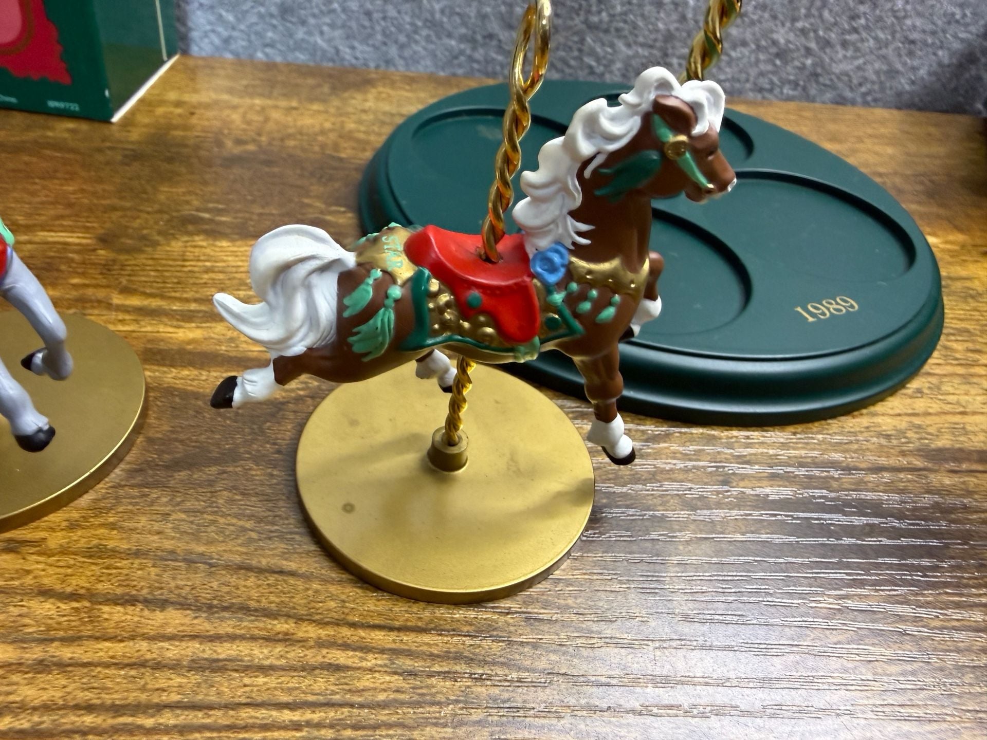 Hallmark 1989 Christmas Carousel Horse Ornaments Collection and Display Stand 20