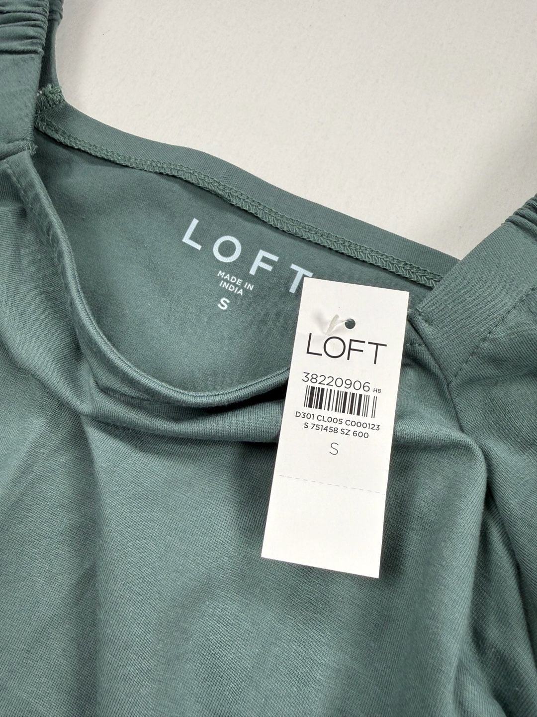 Loft Ruched Bubble Sleeve Top Size S Green Square Neck 3