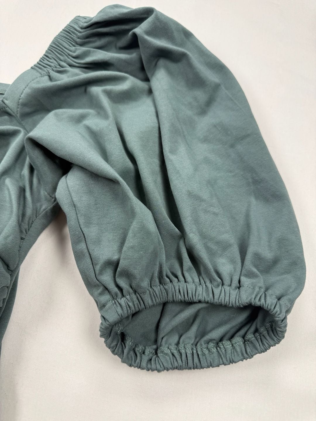 Loft Ruched Bubble Sleeve Top Size S Green Square Neck 4