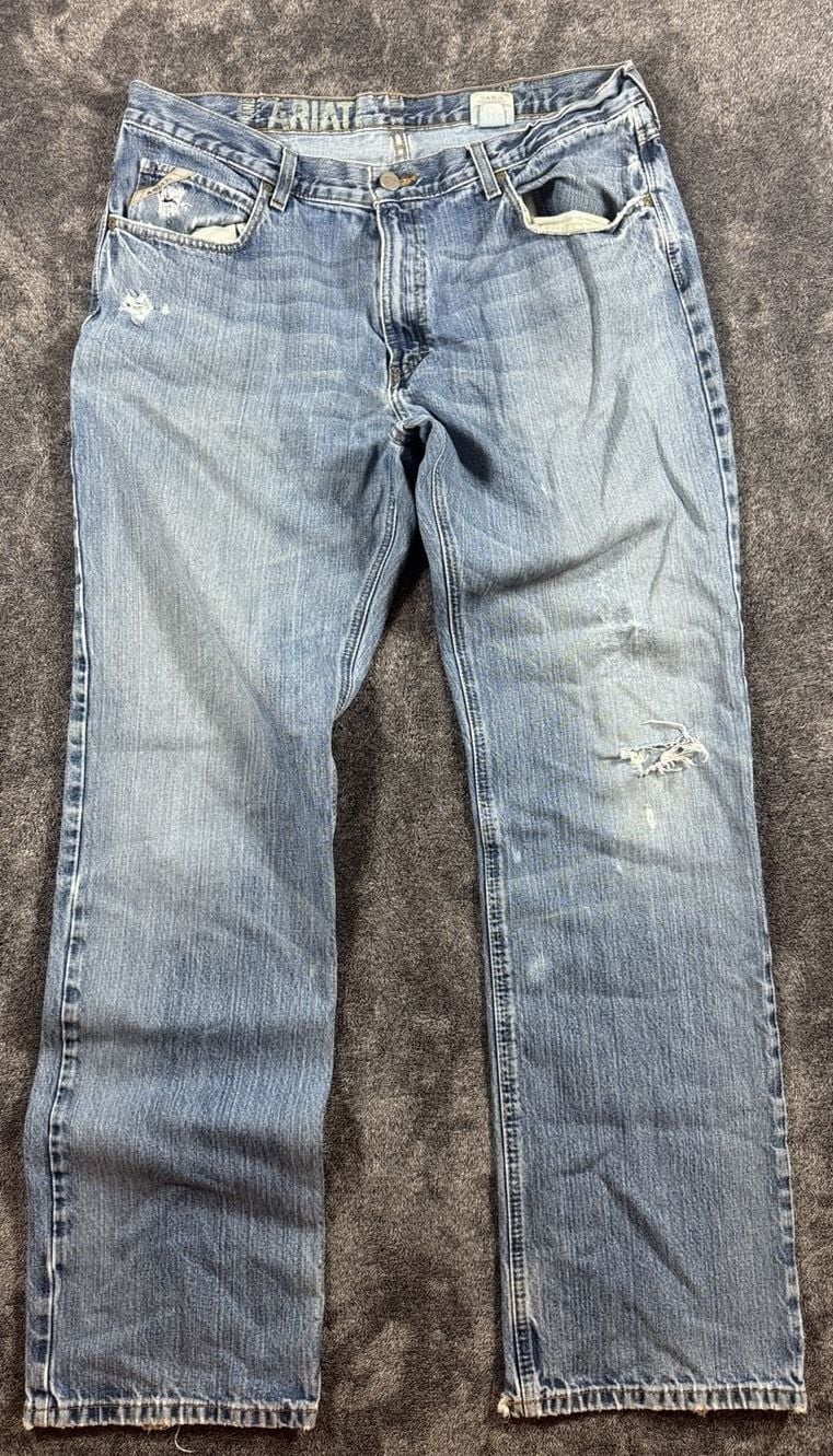 Ariat M4 Low Boot 38x36 Distressed Jeans Light Wash 2