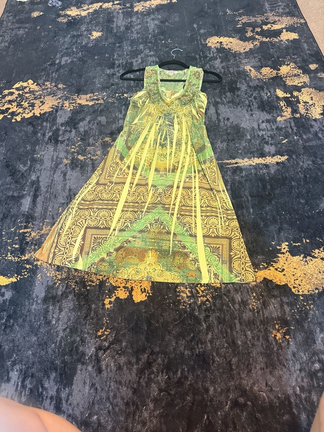Oneworld Dress Size M Green Paisley Printed Tank Maxi 2