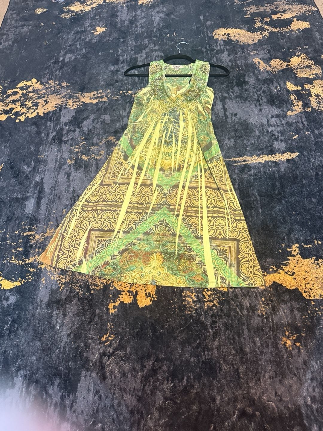 Oneworld Dress Size M Green Paisley Printed Tank Maxi 3