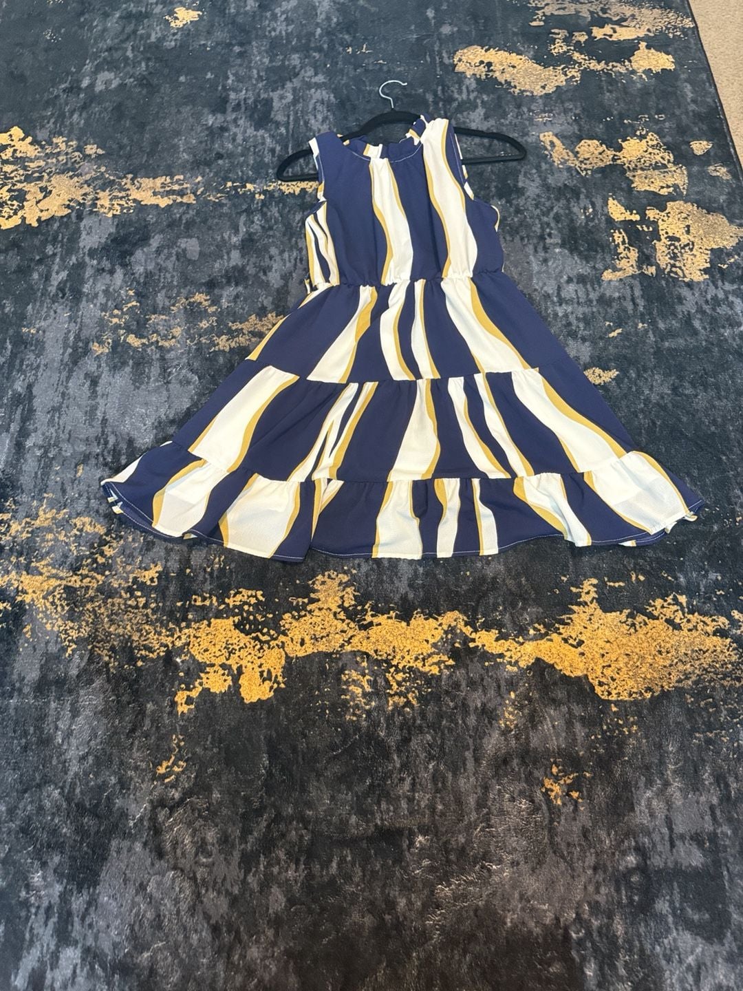 Blue Striped Tiered Sleeveless Dress 2