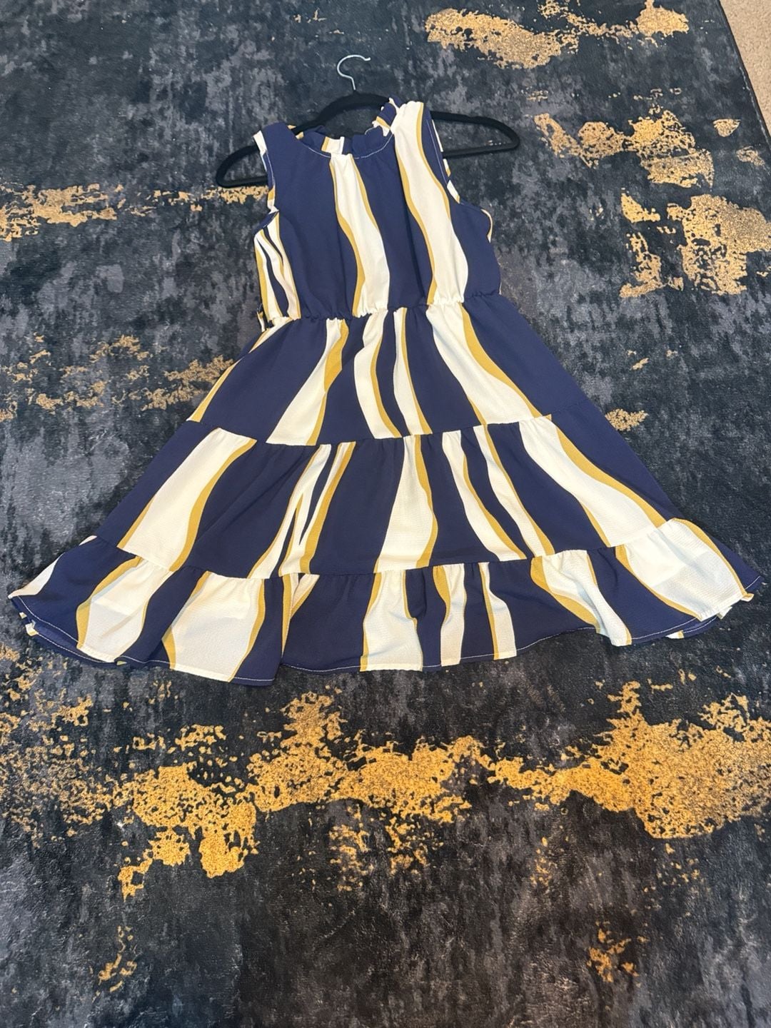 Blue Striped Tiered Sleeveless Dress 3