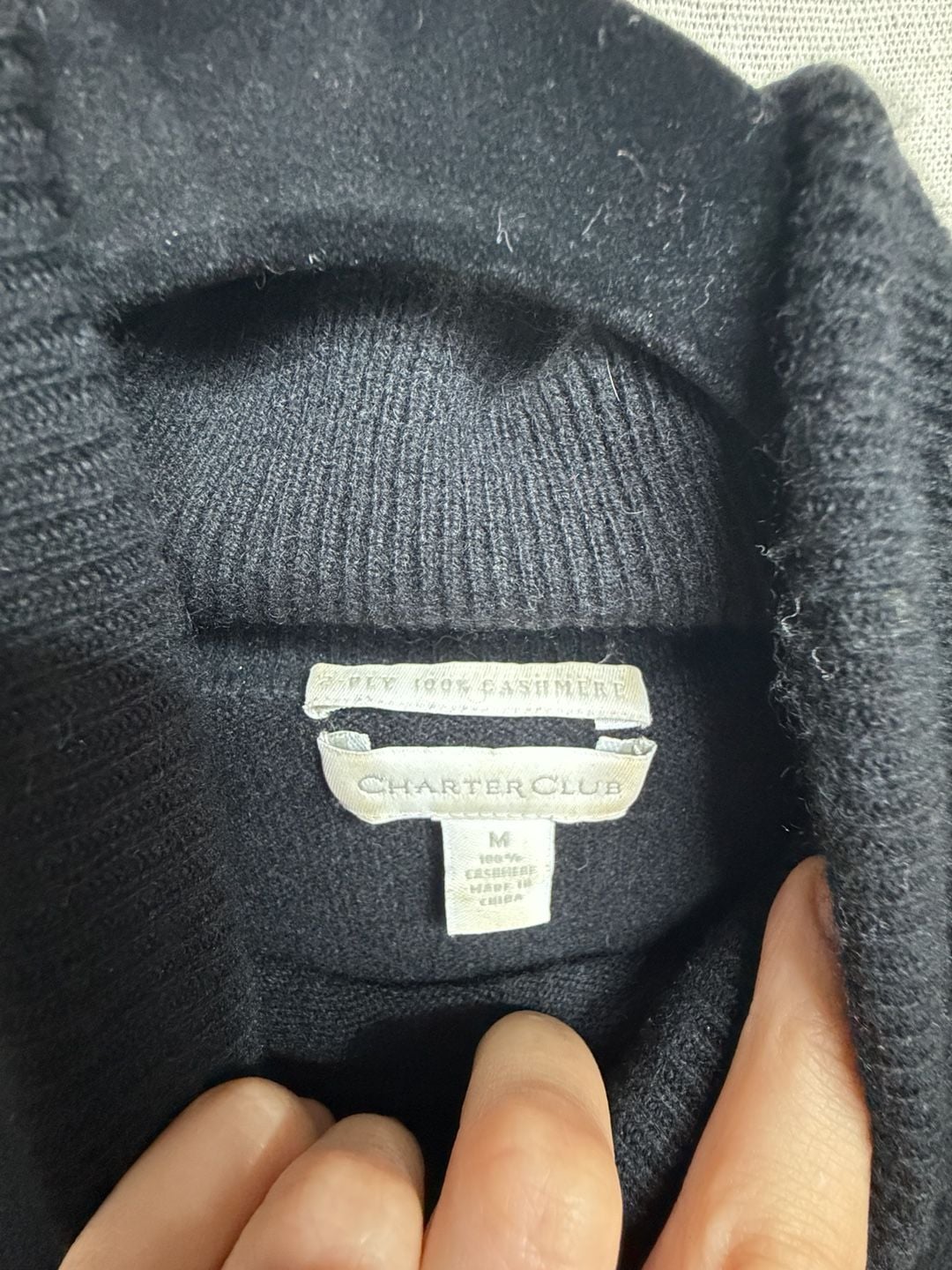 Charter Club Turtleneck Sweater Size M Black Cashmere 3