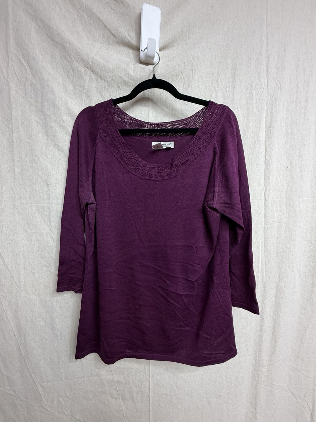 Coldwater Creek Sweater Size L Purple Silk Cotton Knit Top 2