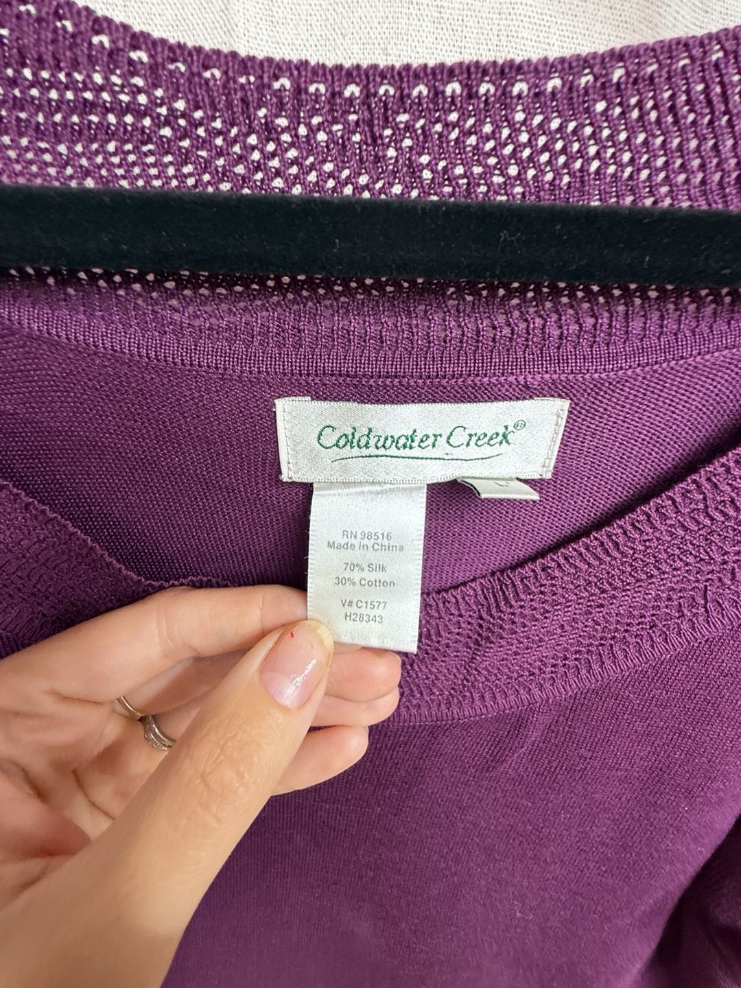 Coldwater Creek Sweater Size L Purple Silk Cotton Knit Top 3