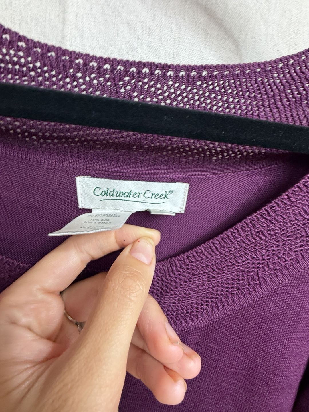 Coldwater Creek Sweater Size L Purple Silk Cotton Knit Top 4