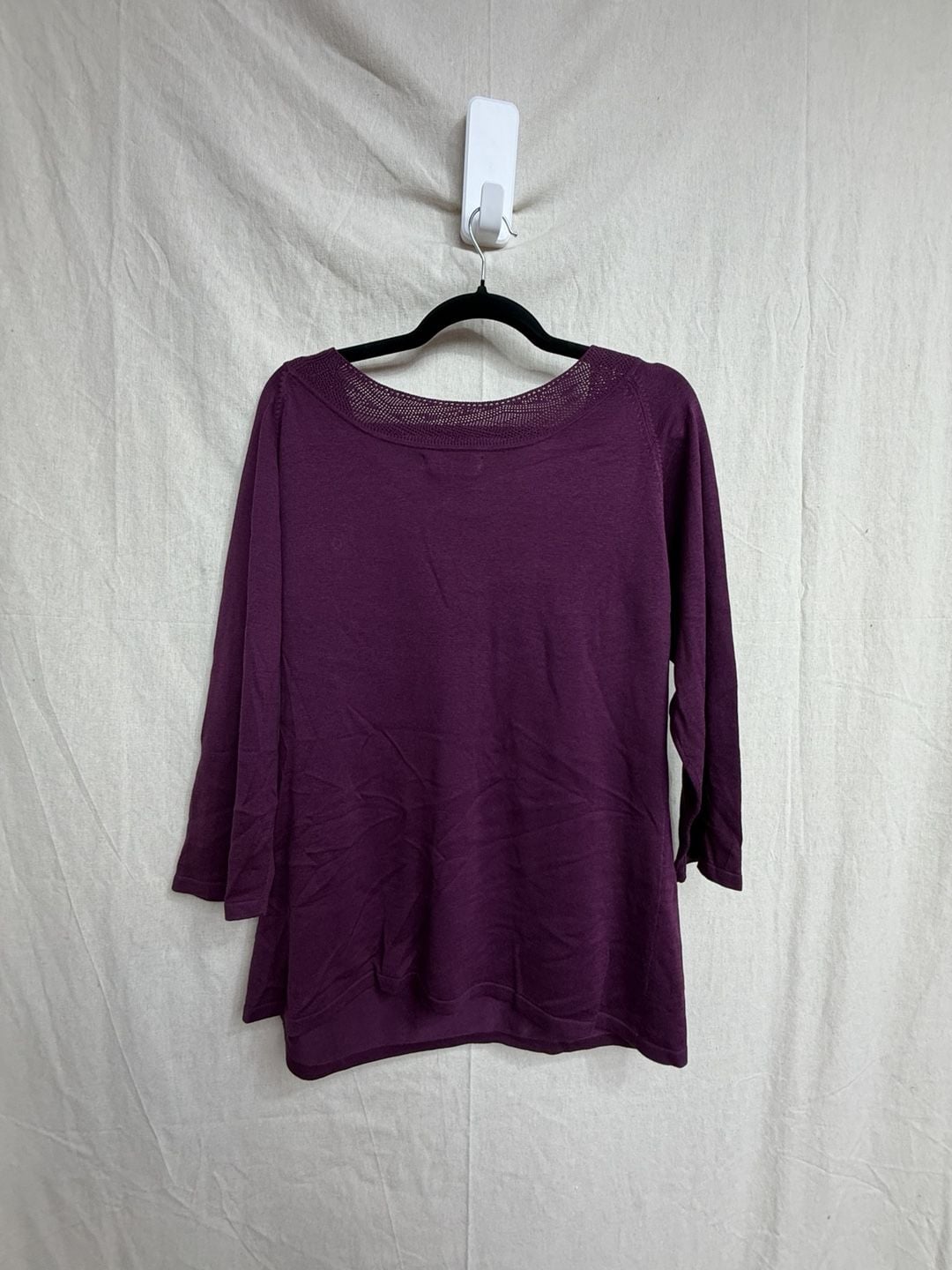 Coldwater Creek Sweater Size L Purple Silk Cotton Knit Top 6